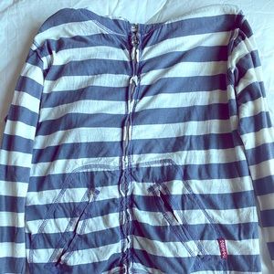 Blue & White Striped Jacket with Hoodie